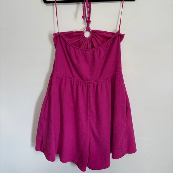 Old Navy Halter Tie-Neck Pink Romper - Size Large - Picture 2 of 8